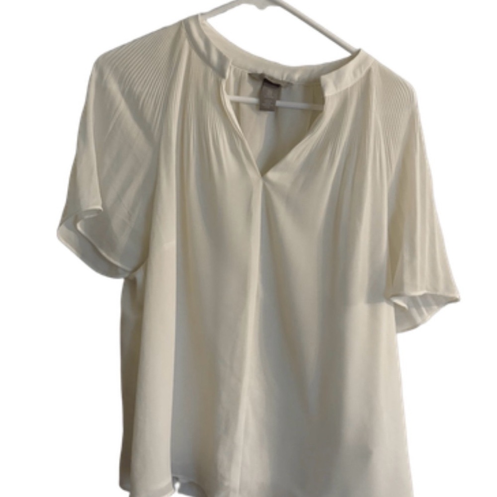 H&M White Pleated Blouse